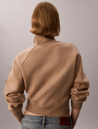 Logo Tape Fleece 1/4 Zip Sweatshirt - Calvin Klein Women