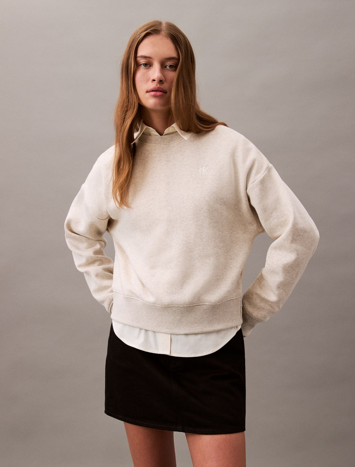 Monogram Fleece Cropped Sweatshirt - Calvin Klein Women