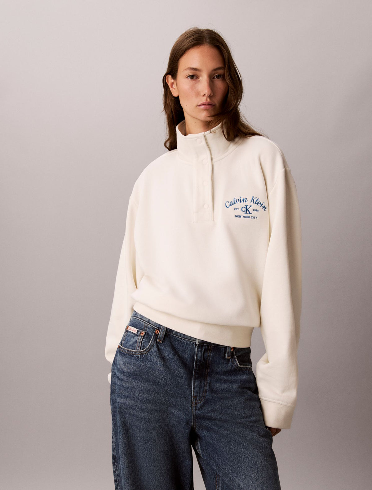 Stitch Arch Logo Fleece Sweatshirt - Calvin Klein Women