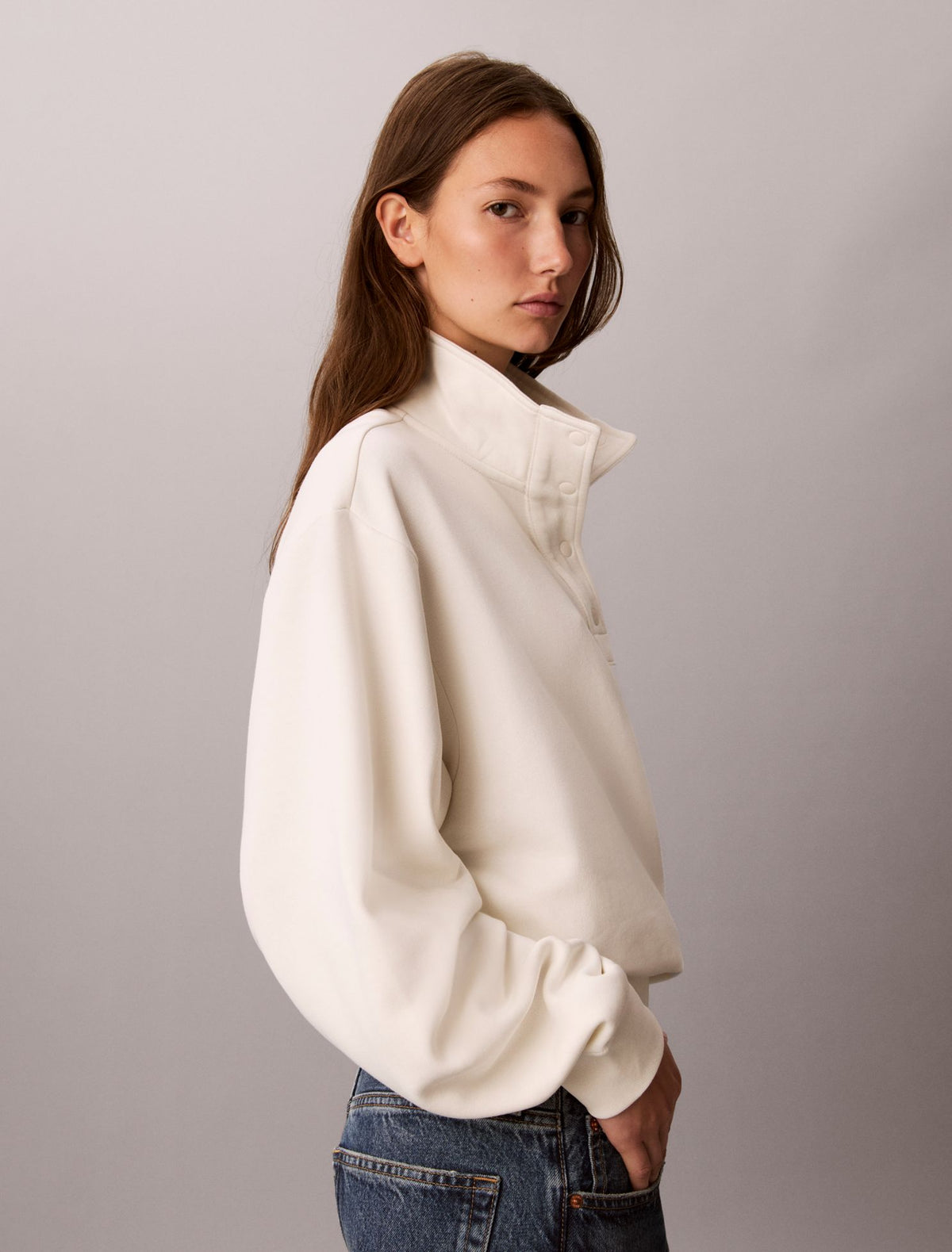 Stitch Arch Logo Fleece Sweatshirt - Calvin Klein Women