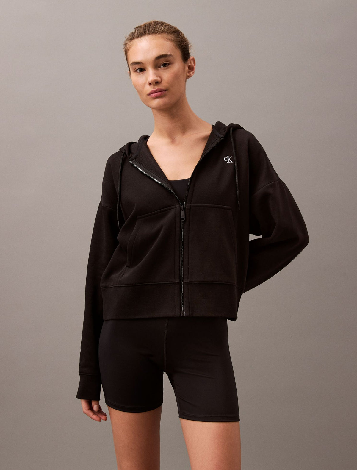 Monogram Fleece Zip Hoodie - Calvin Klein Women