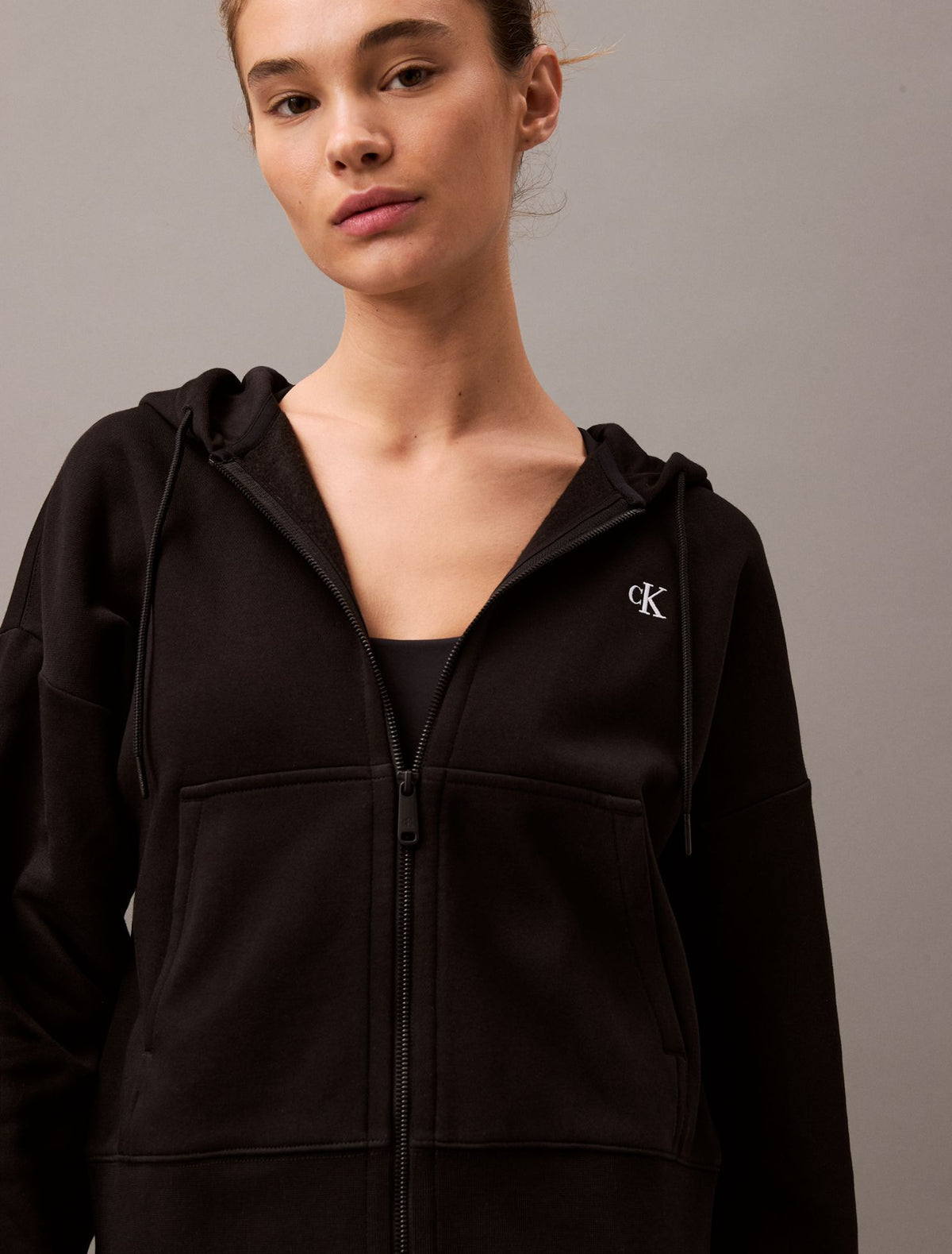 Monogram Fleece Zip Hoodie - Calvin Klein Women