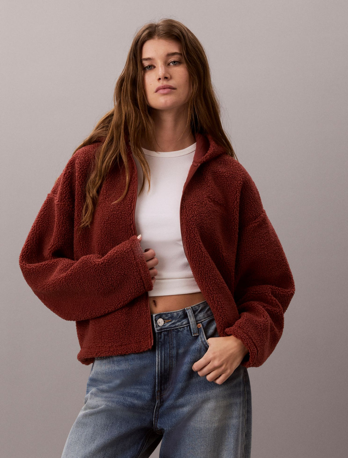 Sherpa Zip Hoodie - Calvin Klein Women