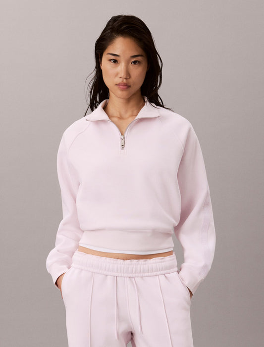 Logo Tape Fleece 1/4 Zip Sweatshirt - Calvin Klein Women