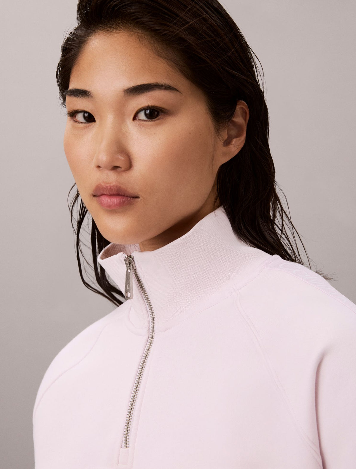 Logo Tape Fleece 1/4 Zip Sweatshirt - Calvin Klein Women
