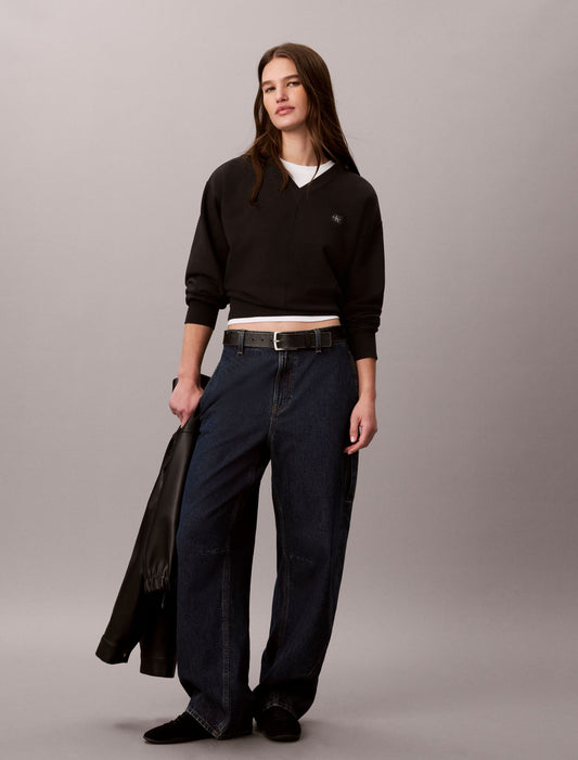Woven Monologo French Terry Relaxed Sweatshirt - Calvin Klein Women