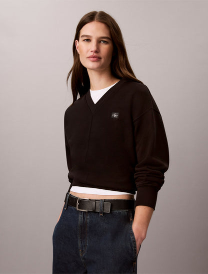 Woven Monologo French Terry Relaxed Sweatshirt - Calvin Klein Women
