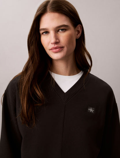 Woven Monologo French Terry Relaxed Sweatshirt - Calvin Klein Women