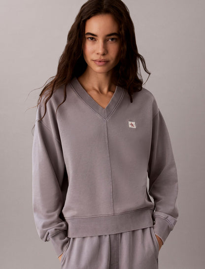 Woven Monologo Terry Relaxed Sweatshirt - Calvin Klein Women