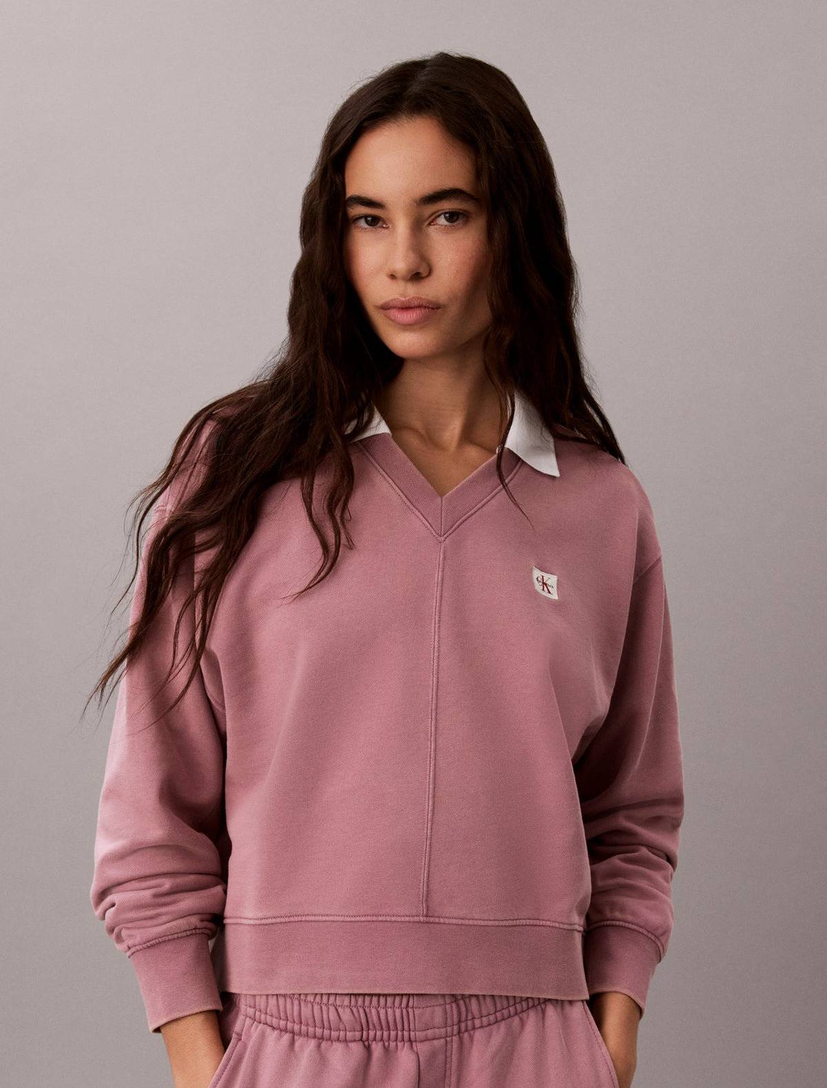 Woven Monologo Terry Relaxed Sweatshirt - Calvin Klein Women