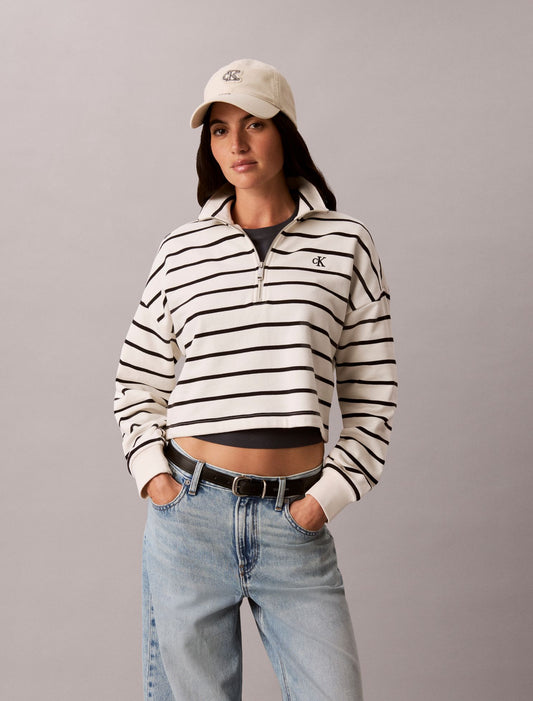 Striped Monogram Terry Cropped Top - Calvin Klein Women