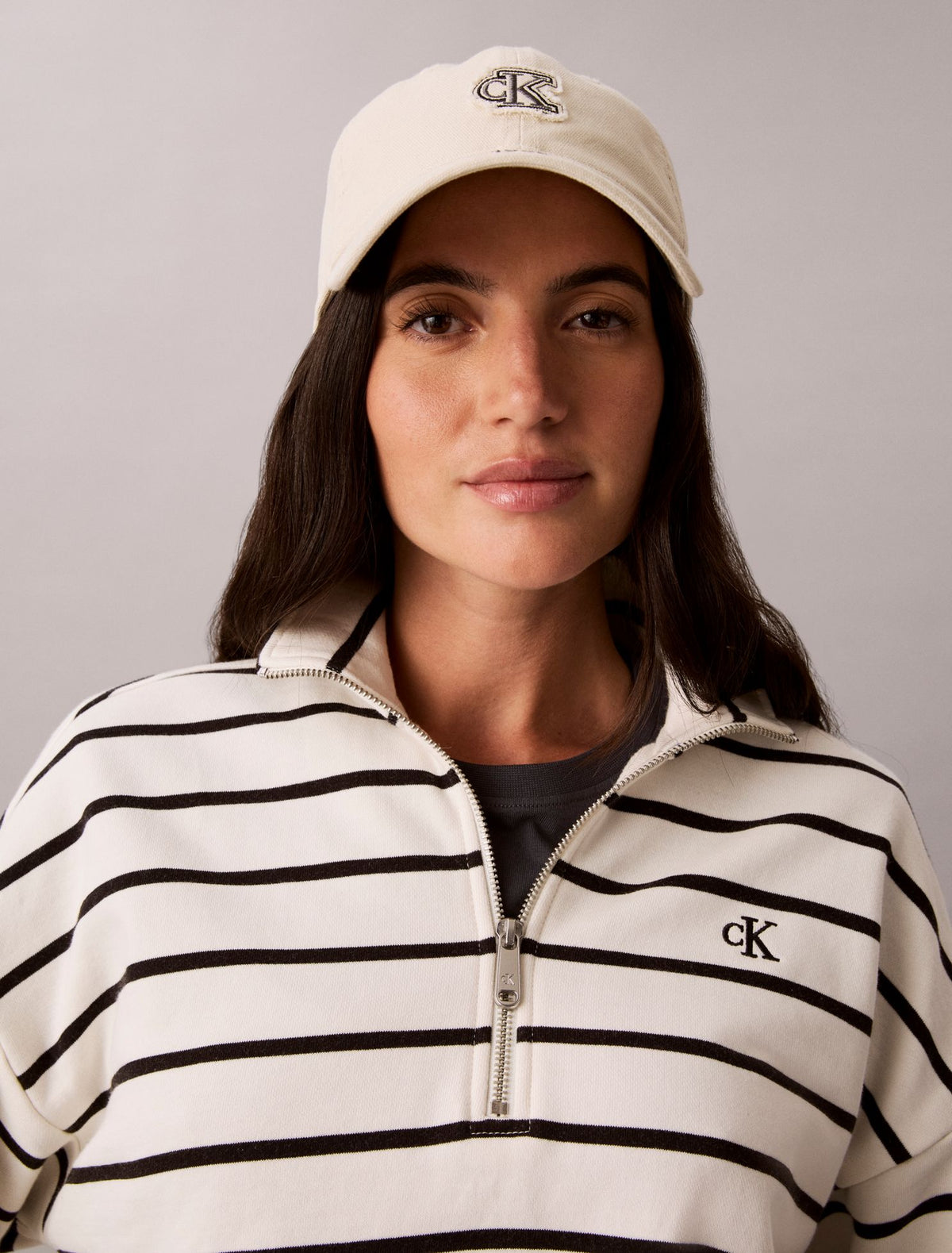 Striped Monogram Terry Cropped Top - Calvin Klein Women