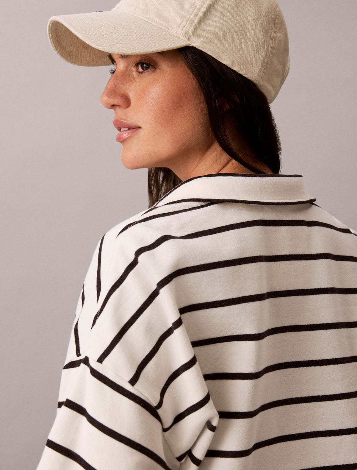 Striped Monogram Terry Cropped Top - Calvin Klein Women