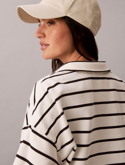 Striped Monogram Terry Cropped Top - Calvin Klein Women