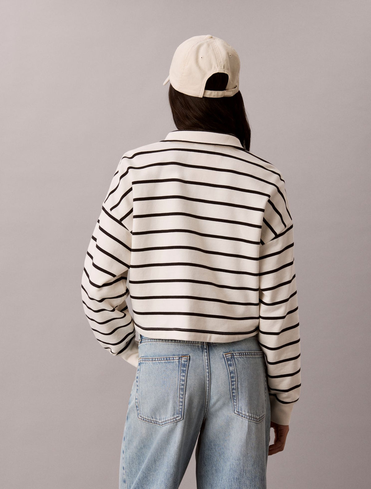Striped Monogram Terry Cropped Top - Calvin Klein Women