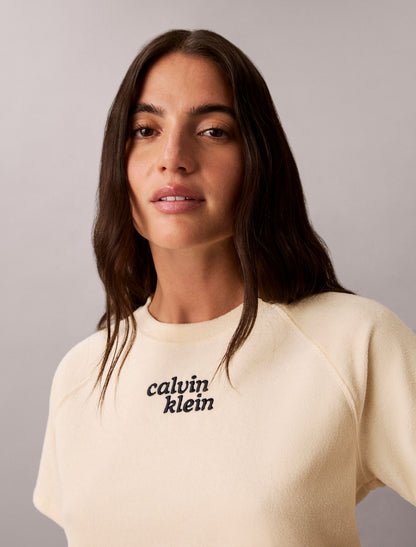 Towel Terry 1989 Logo Cropped Sweatshirt - Calvin Klein Women