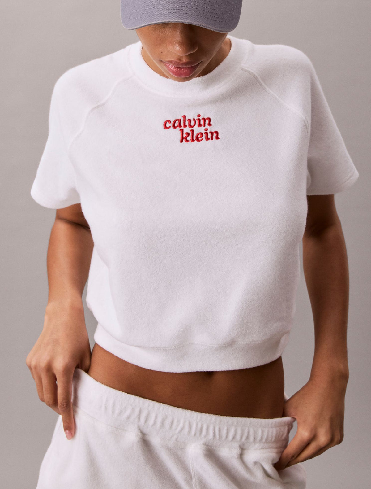 Towel Terry 1989 Logo Cropped Sweatshirt - Calvin Klein Women