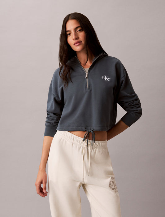 Monologo Terry Cropped Hoodie - Calvin Klein Women