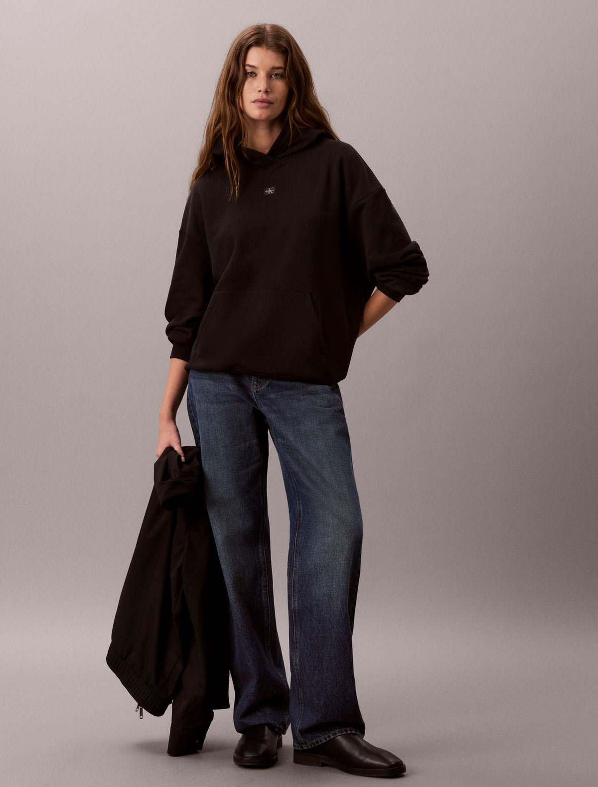 Woven Monologo Relaxed Hoodie - Calvin Klein Women