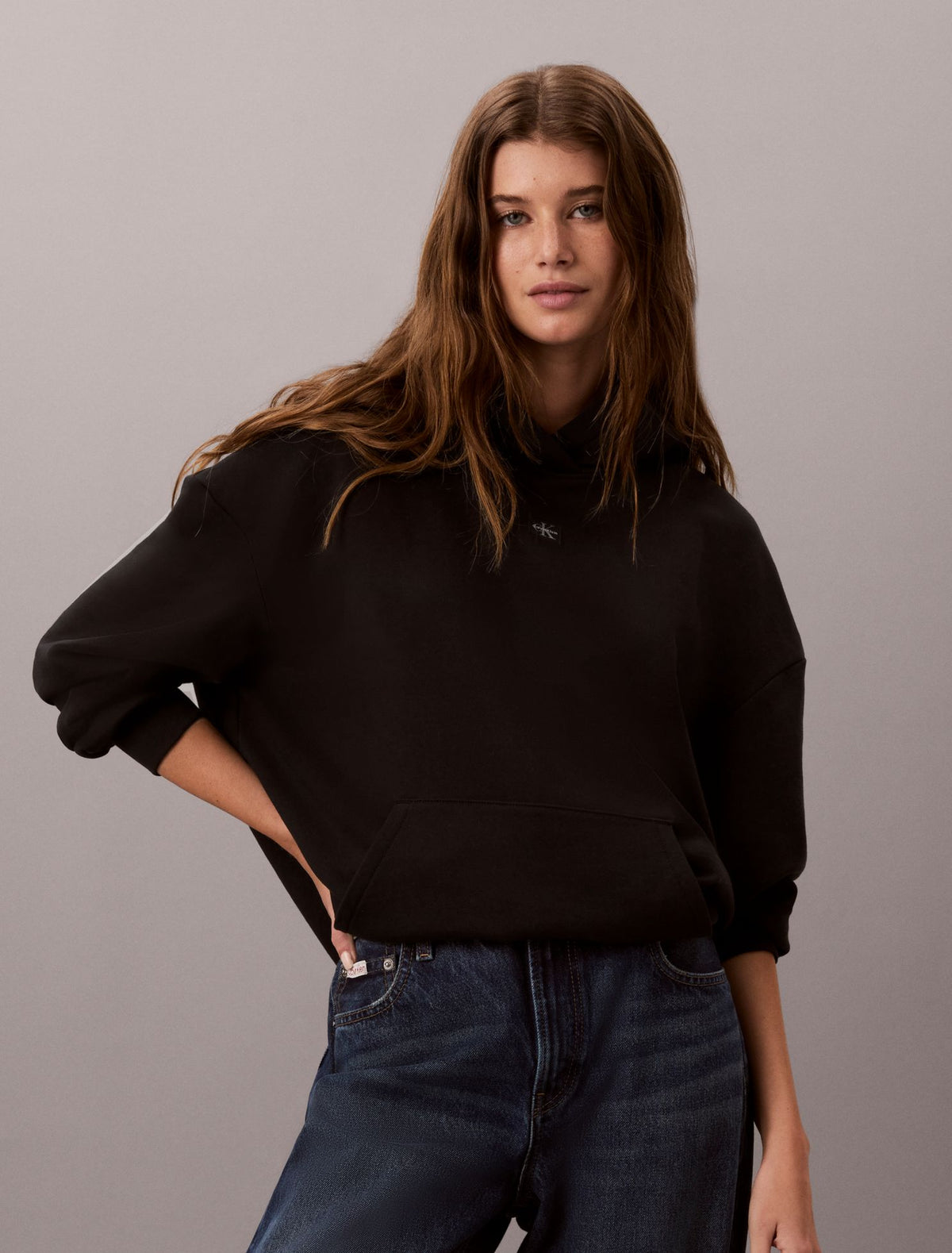 Woven Monologo Relaxed Hoodie - Calvin Klein Women