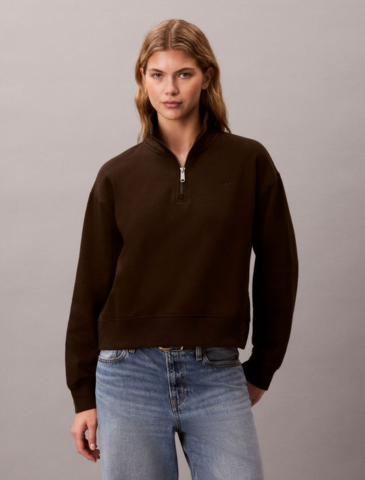 Monogram Fleece 1/4 Zip Sweatshirt - Calvin Klein Women