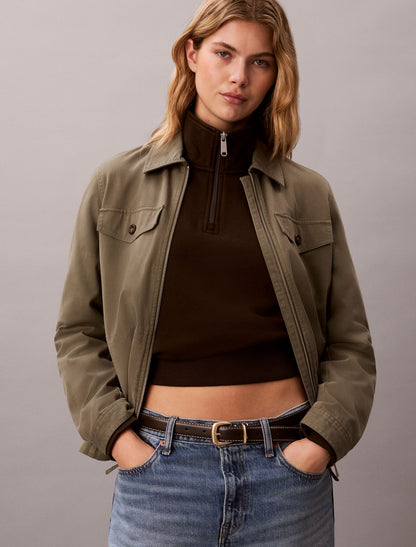 Monogram Fleece 1/4 Zip Sweatshirt - Calvin Klein Women