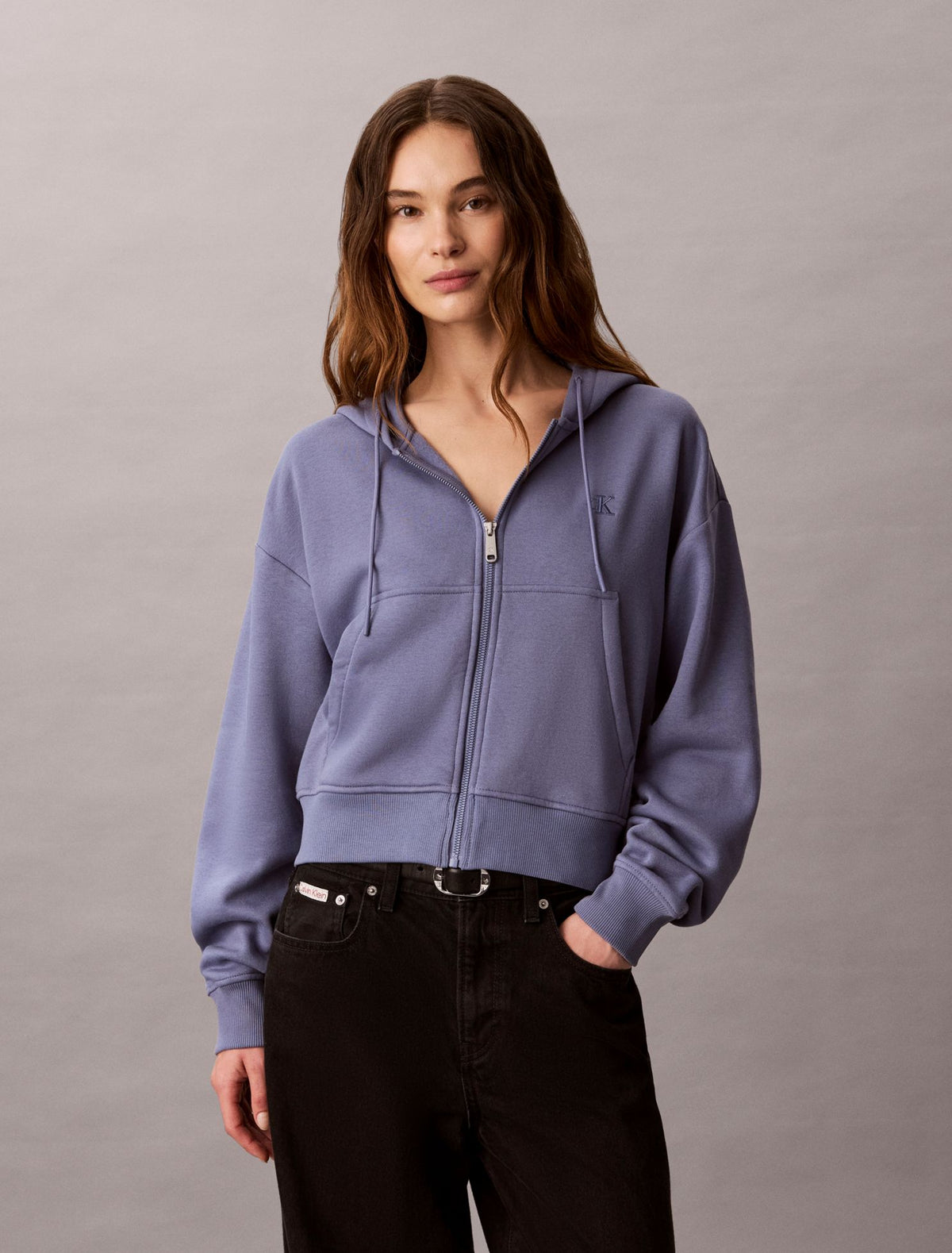 Monogram Logo Fleece Zip Hoodie - Calvin Klein Women