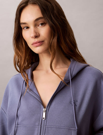 Monogram Logo Fleece Zip Hoodie - Calvin Klein Women