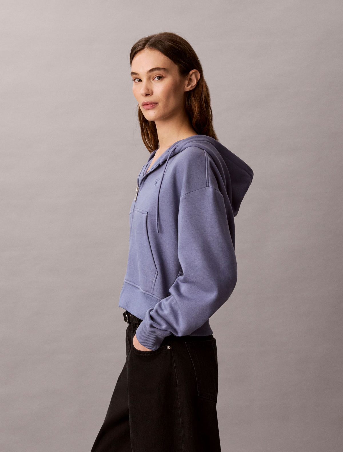 Monogram Logo Fleece Zip Hoodie - Calvin Klein Women