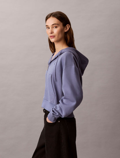 Monogram Logo Fleece Zip Hoodie - Calvin Klein Women