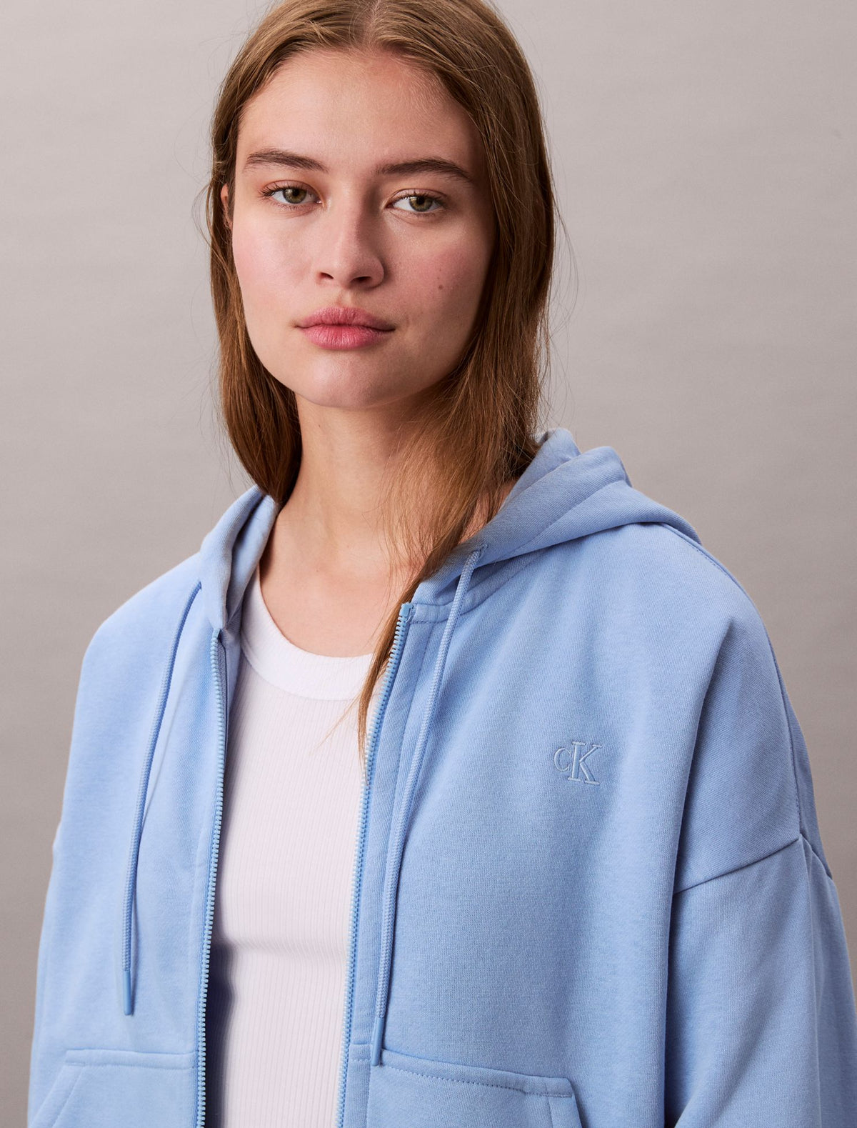 Monogram Fleece Zip Hoodie - Calvin Klein Women