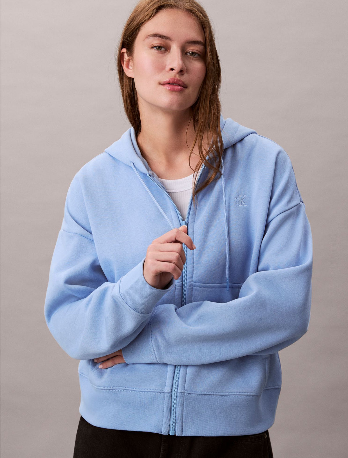 Monogram Fleece Zip Hoodie - Calvin Klein Women