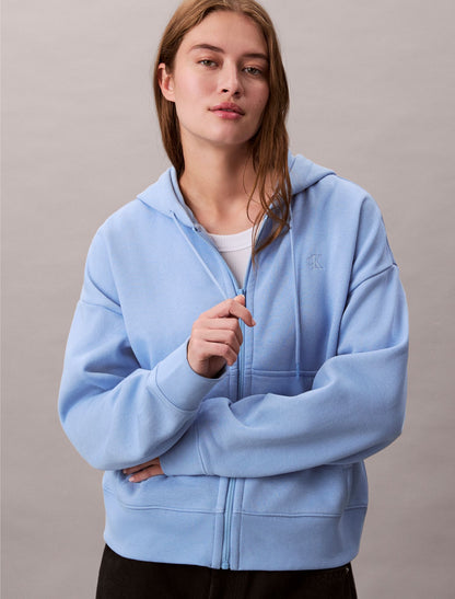 Monogram Fleece Zip Hoodie - Calvin Klein Women
