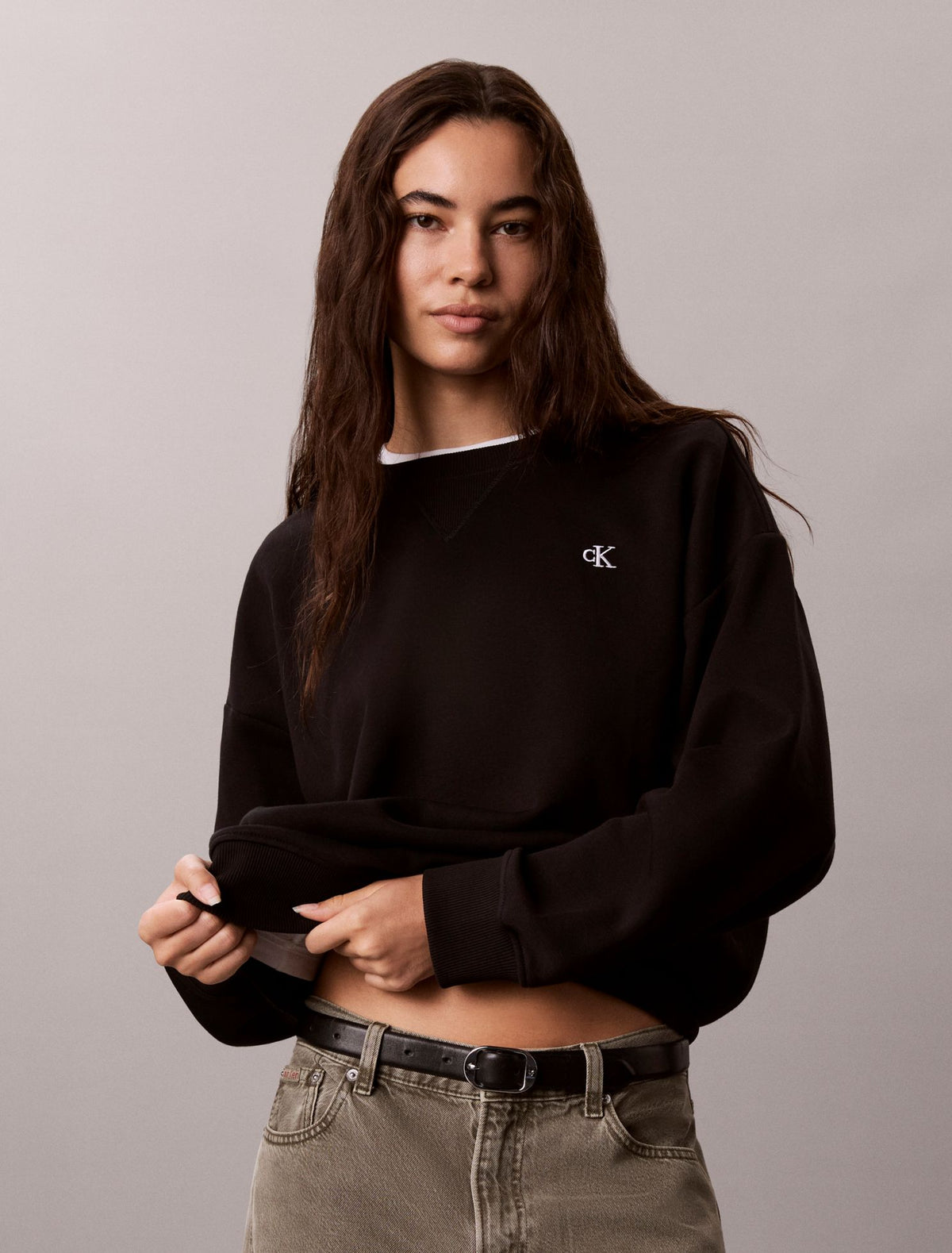 Monogram Fleece Crewneck Sweatshirt - Calvin Klein Women