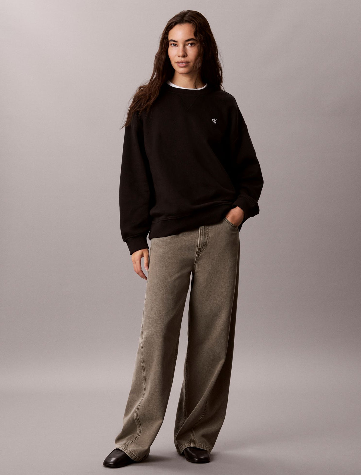 Monogram Fleece Crewneck Sweatshirt - Calvin Klein Women