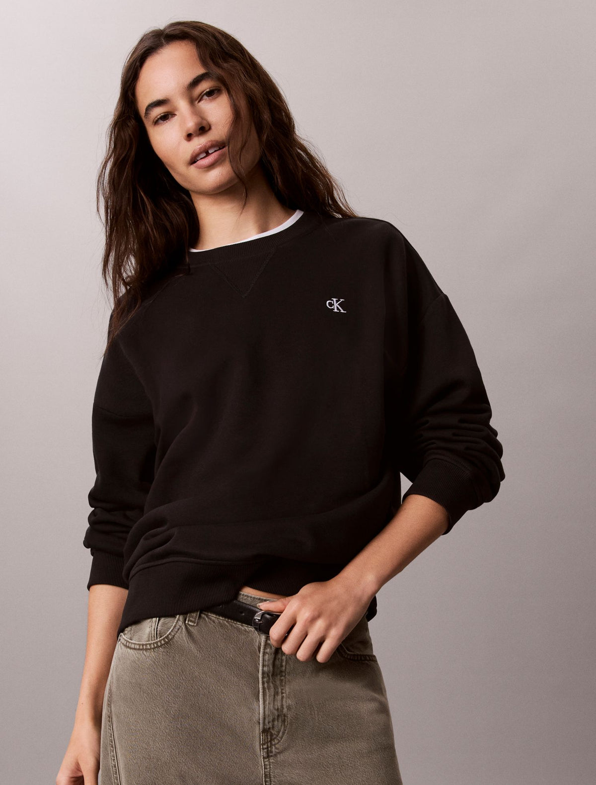 Monogram Fleece Crewneck Sweatshirt - Calvin Klein Women