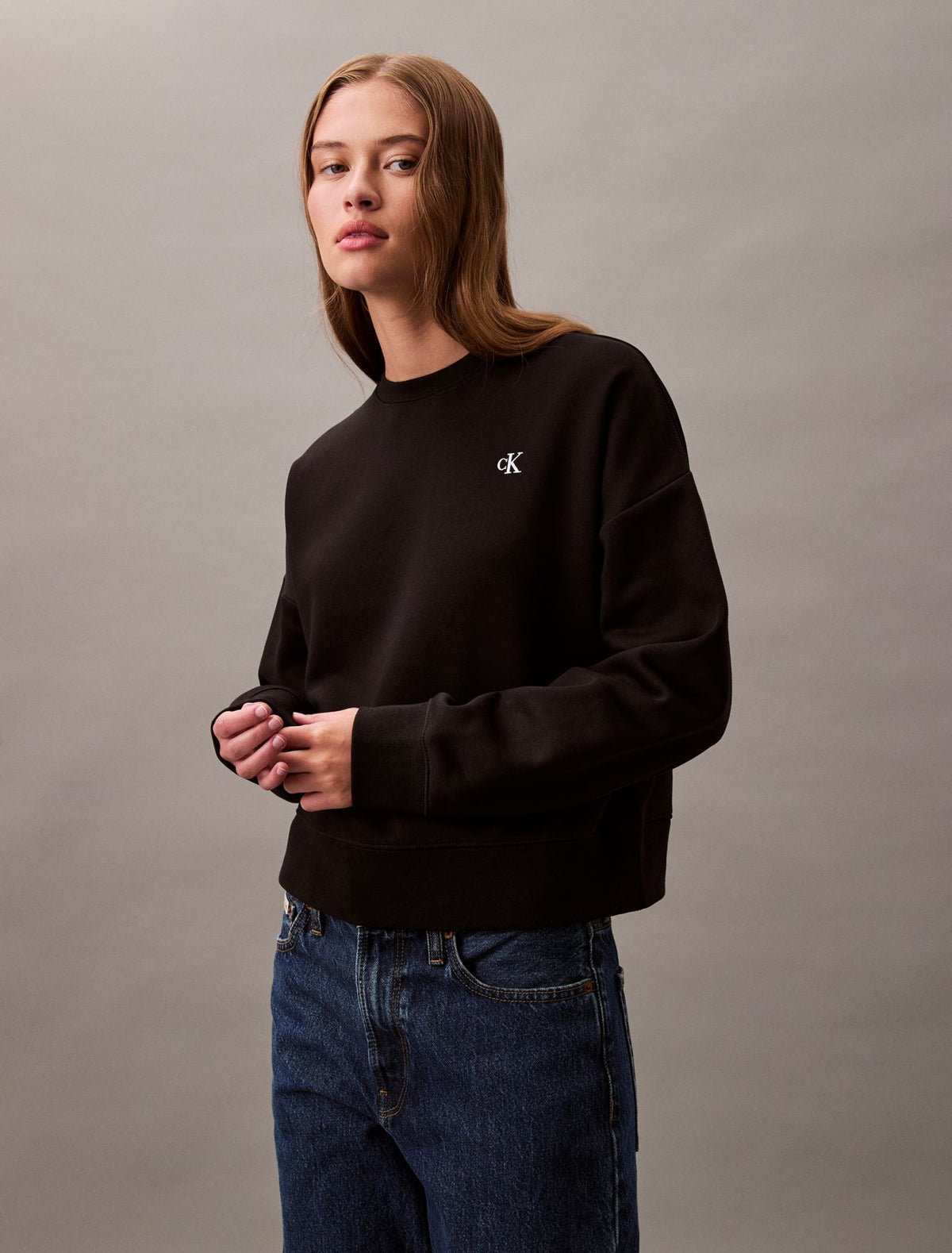 Monogram Fleece Cropped Sweatshirt - Calvin Klein Women