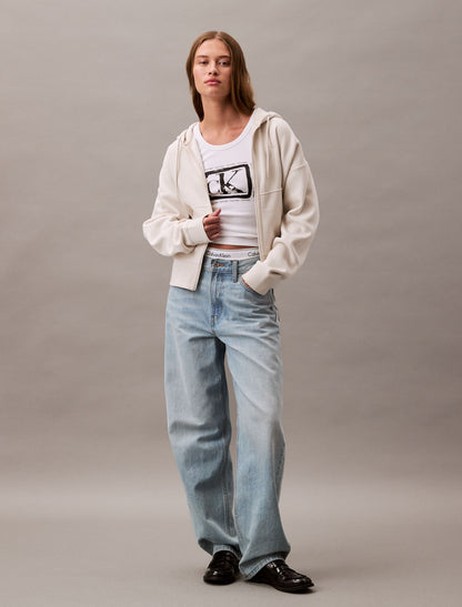 Monogram Fleece Zip Hoodie - Calvin Klein Women