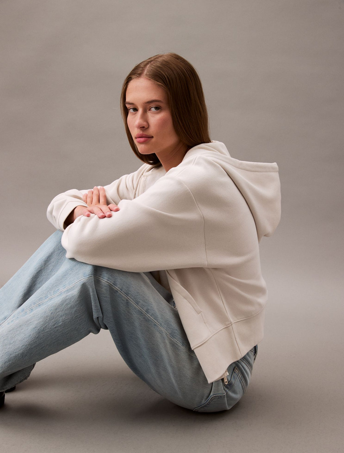 Monogram Fleece Zip Hoodie - Calvin Klein Women