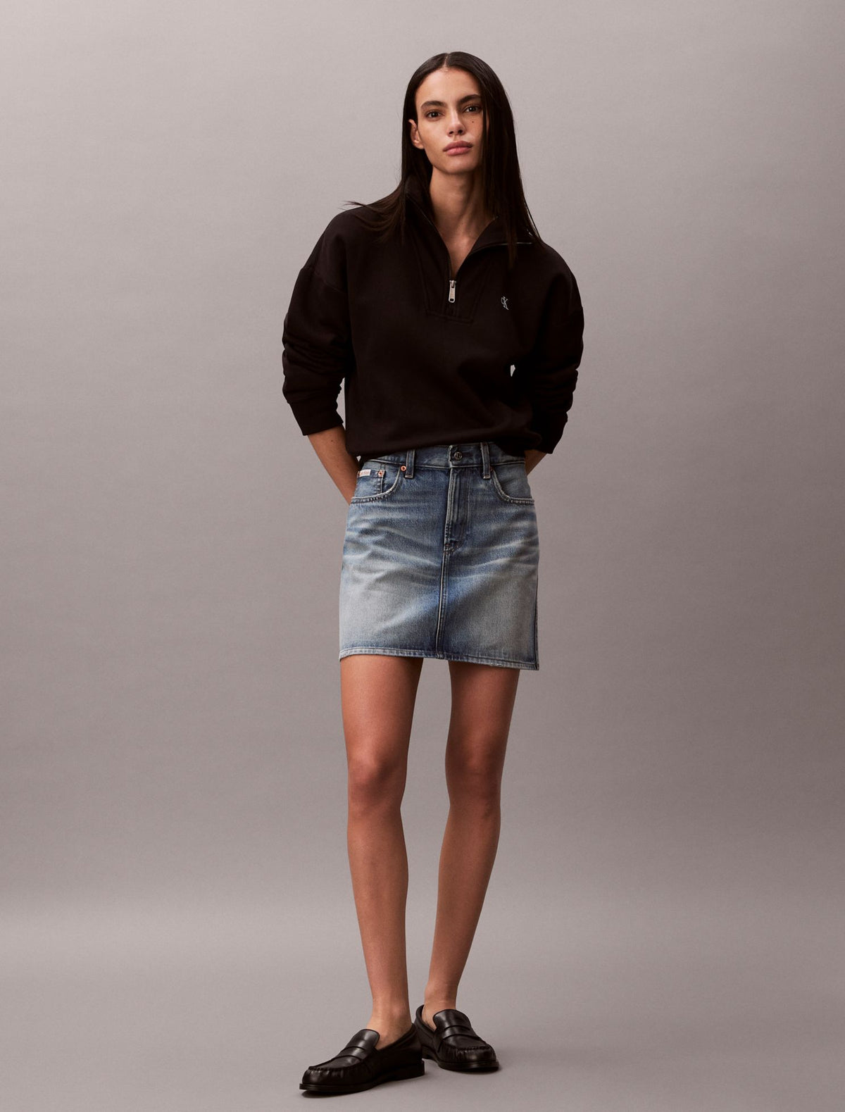 Monogram Fleece Quarter Zip Sweatshirt - Calvin Klein Women