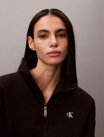 Monogram Fleece Quarter Zip Sweatshirt - Calvin Klein Women