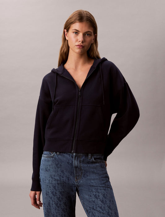 Monogram Fleece Zip Hoodie - Calvin Klein Women