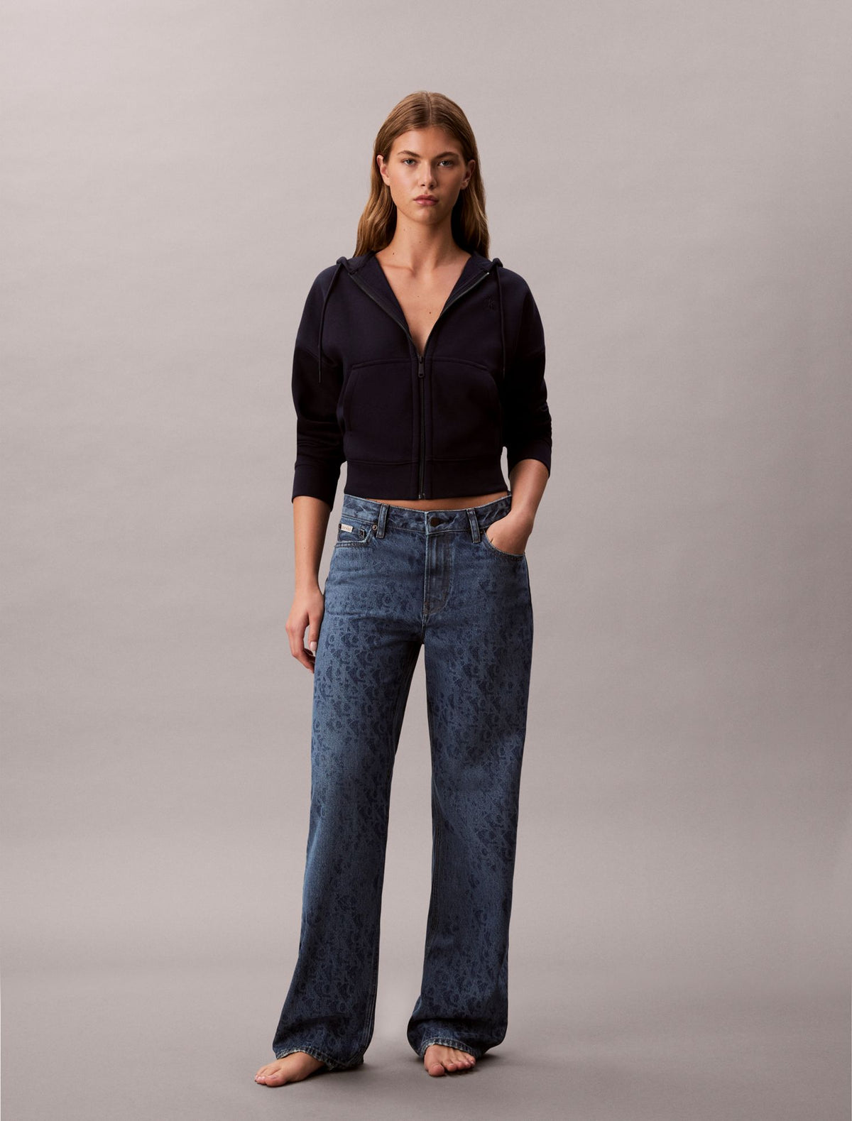 Monogram Fleece Zip Hoodie - Calvin Klein Women