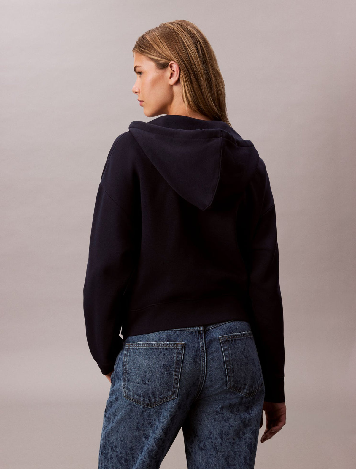 Monogram Fleece Zip Hoodie - Calvin Klein Women
