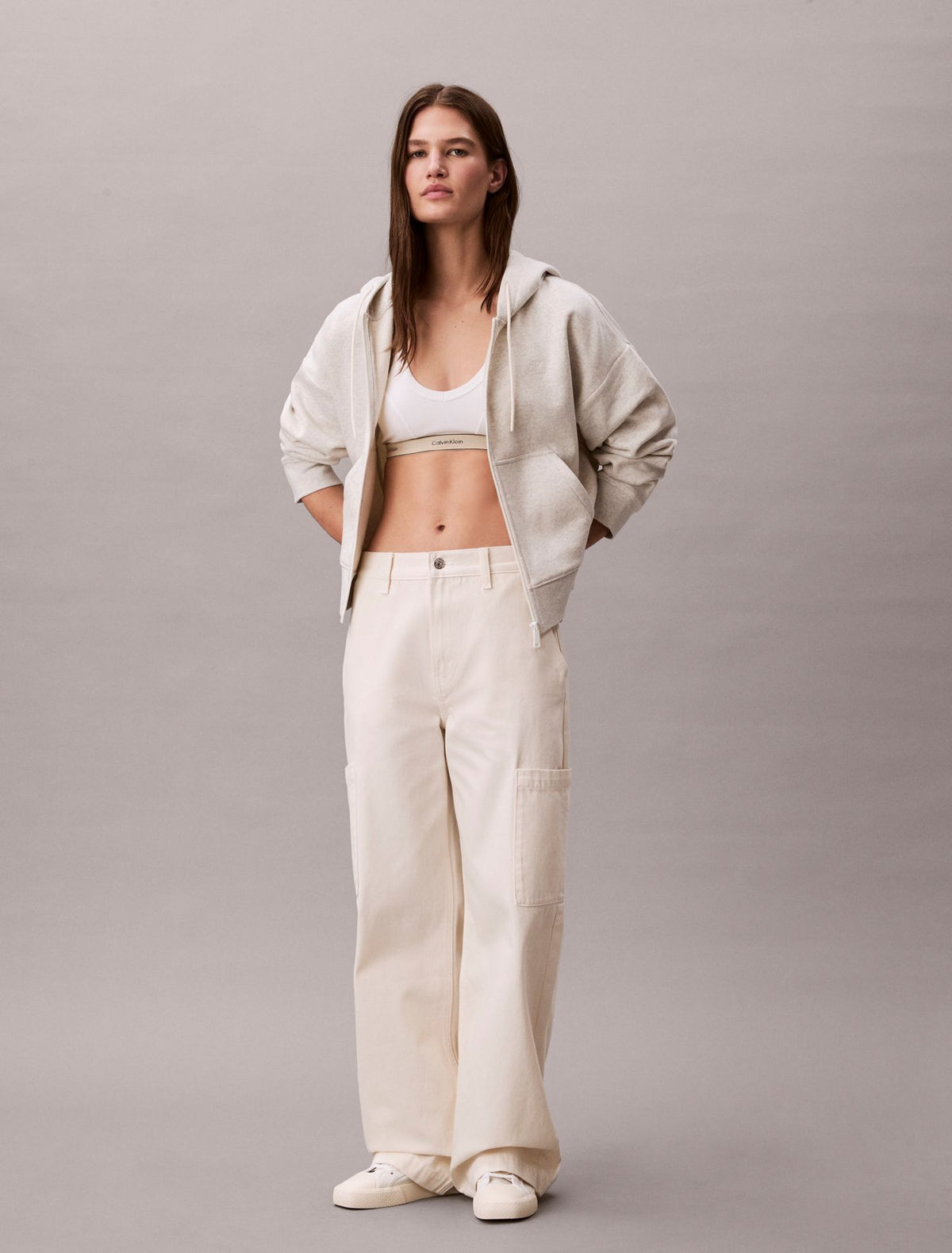 Monogram Fleece Zip Hoodie - Calvin Klein Women