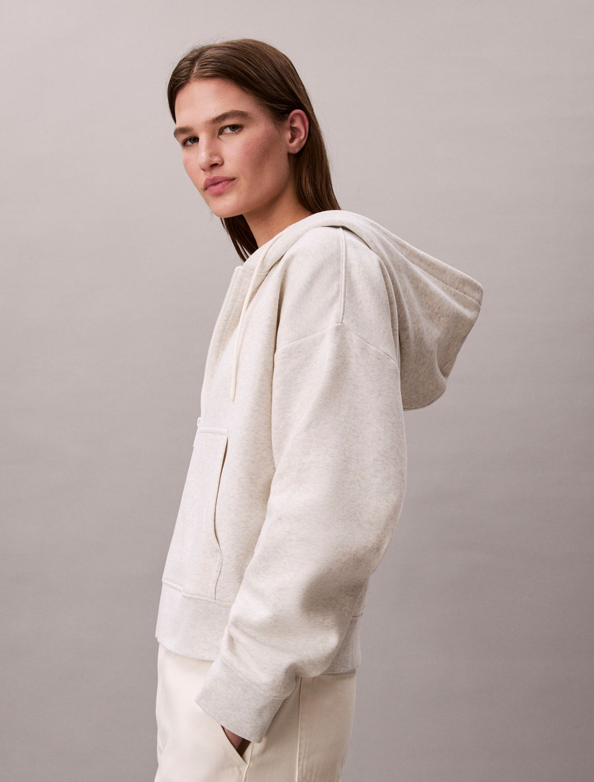 Monogram Fleece Zip Hoodie - Calvin Klein Women