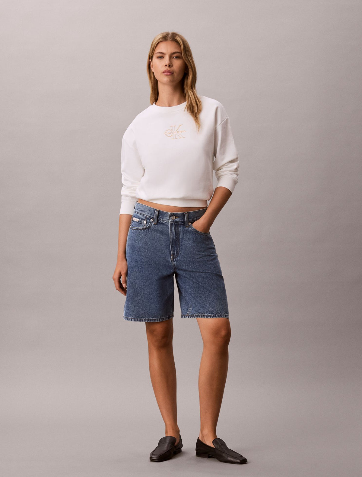 Terry Foil Monologo Graphic Relaxed Sweatshirt - Calvin Klein Women