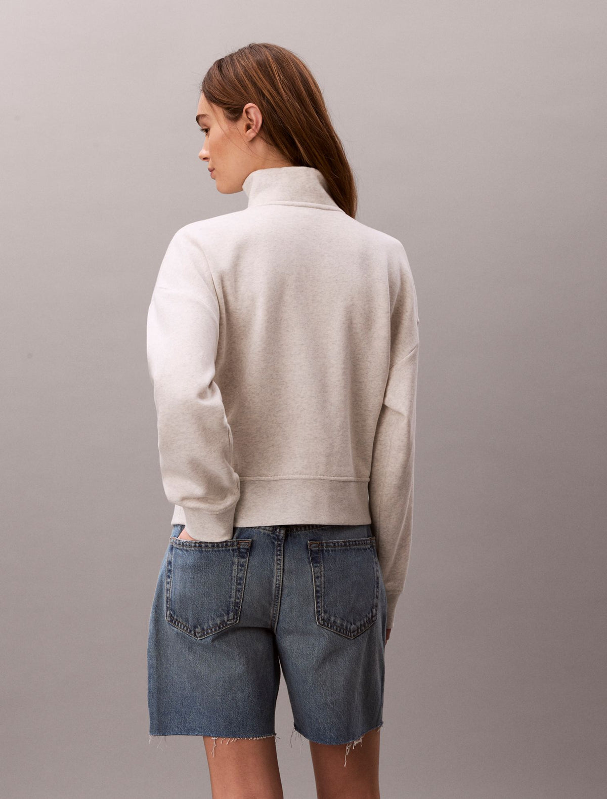 Monogram Fleece Quarter Zip Sweatshirt - Calvin Klein Women