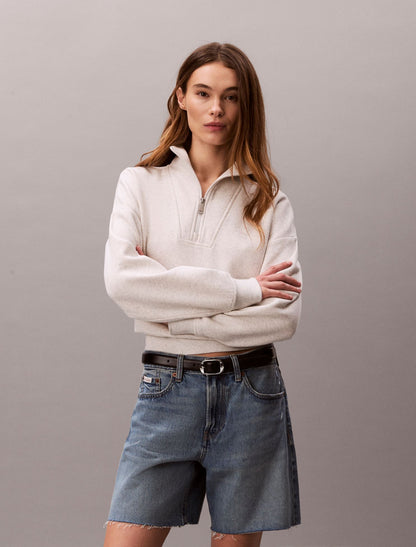 Monogram Fleece Quarter Zip Sweatshirt - Calvin Klein Women