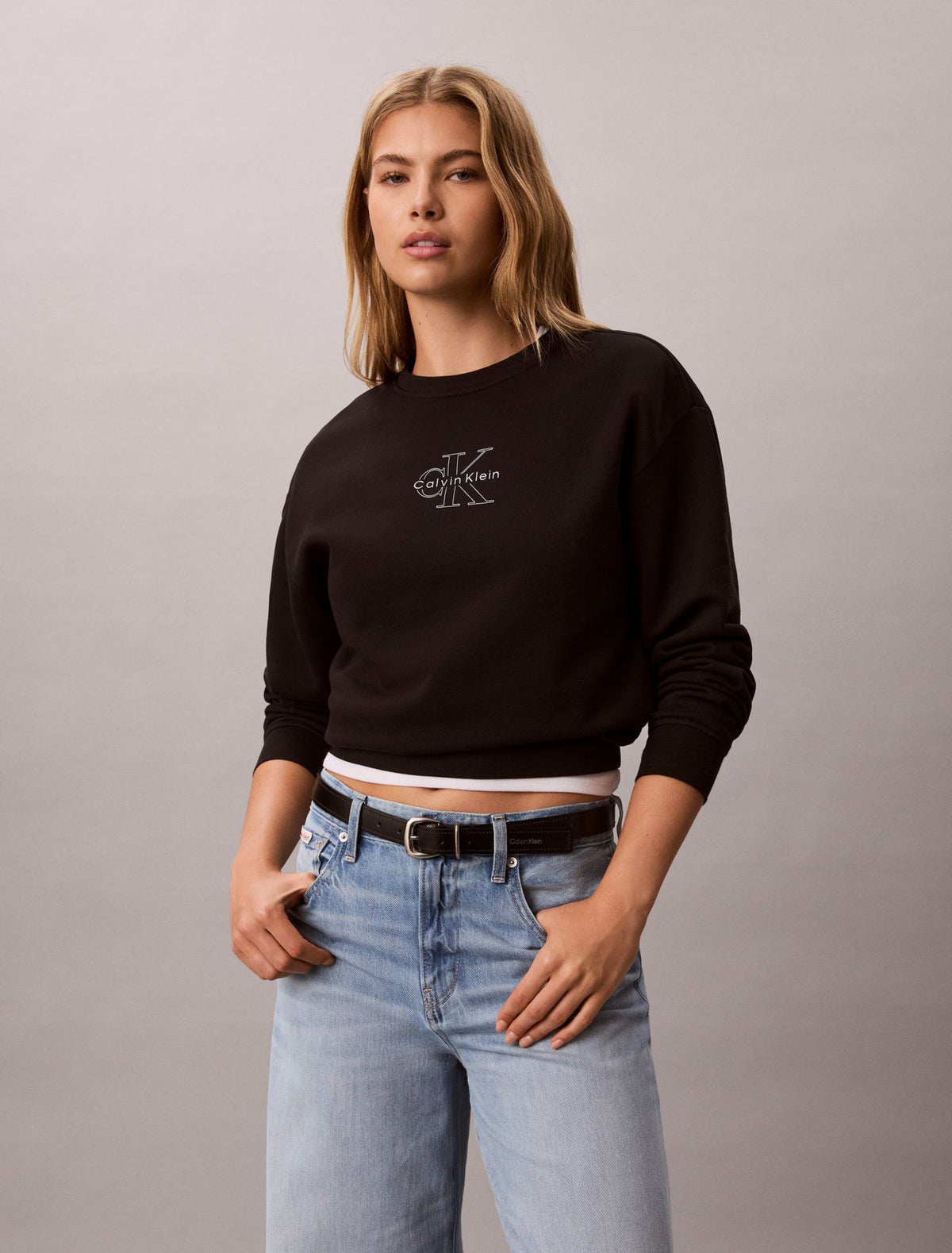 Terry Foil Monologo Graphic Relaxed Sweatshirt - Calvin Klein Women